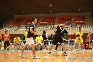 県体バドミントン決勝戦　一般男子ダブルス　松田卓也・高松剛組