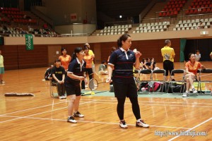 県体バドミントン決勝戦　４０歳代女子ダブルス　宮本香・伊藤ひろみ組